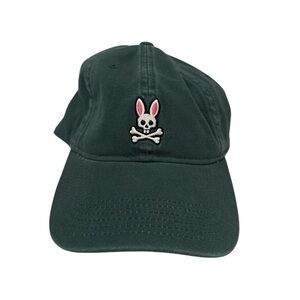 Psycho Bunny Men's Cotton Relaxed Fit Adjustable Sunbleached Cap - Green
